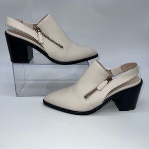 Cole Haan Women’s Off-White/Cream Slingback Leather Mules w/3” Block Heel-Size 7